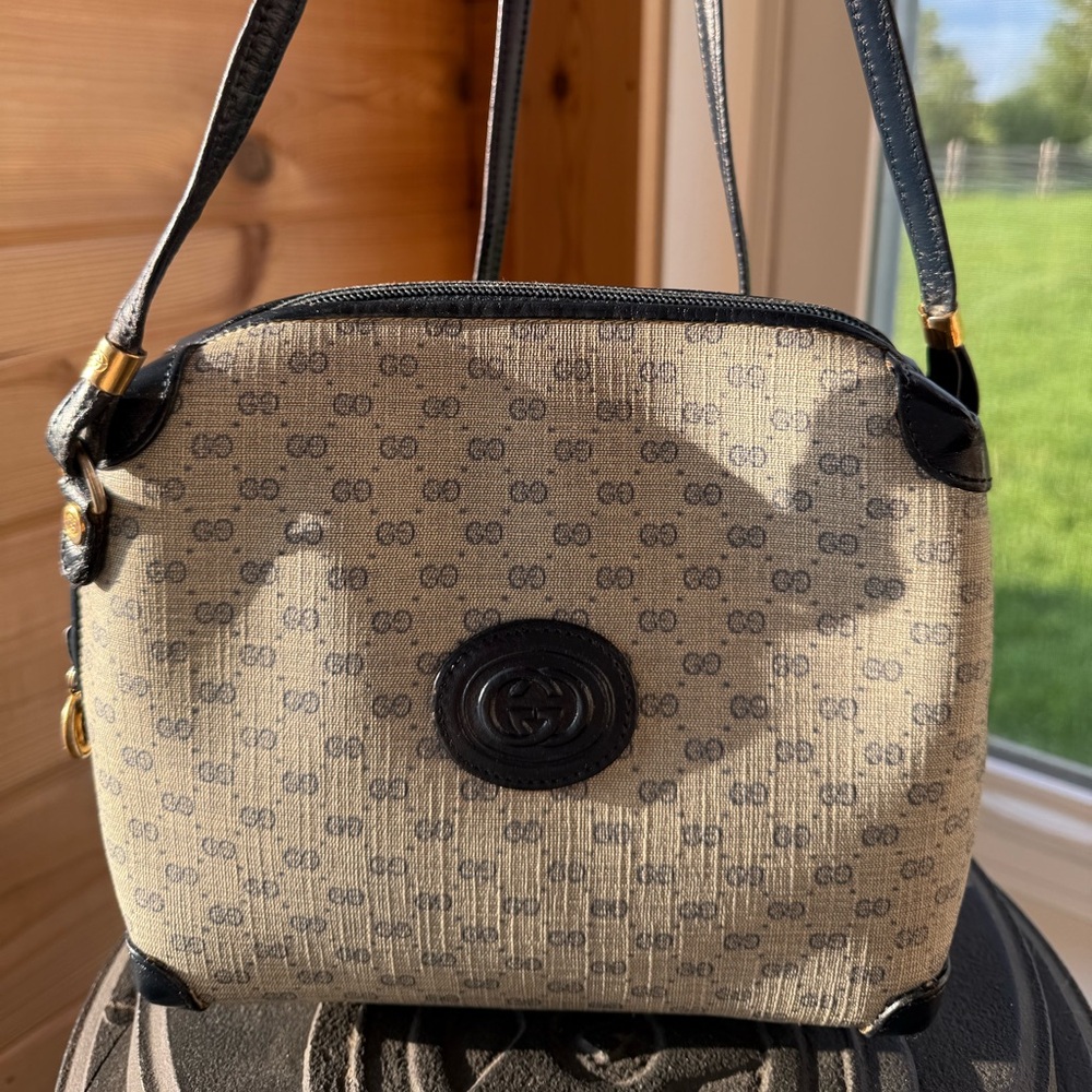 Gucci VINTAGE Micro GG Navy Canvas Crossbody